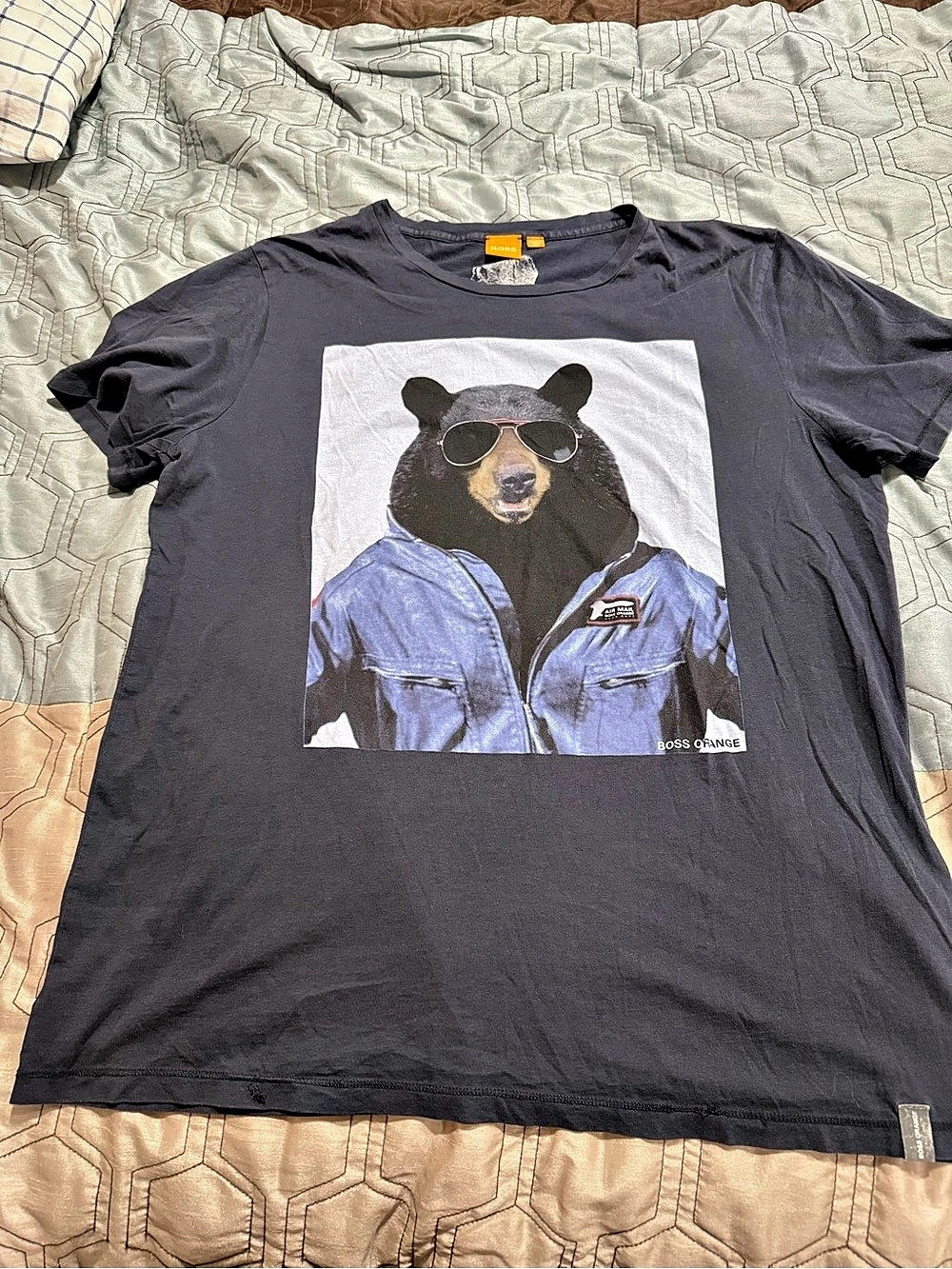 Boss Orange T-Shirt Mens XXL Short Sleeve Bear Graphic Tee Crew Neck